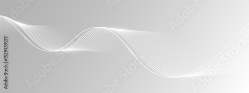 Gray and white abstract background with flowing particles. Digital future technology concept. vector eps10