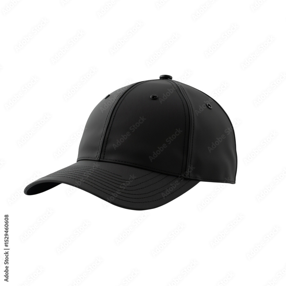 Fototapeta premium Modern Plain Black Baseball Cap Isolated on Transparent Background PNG Image for Design