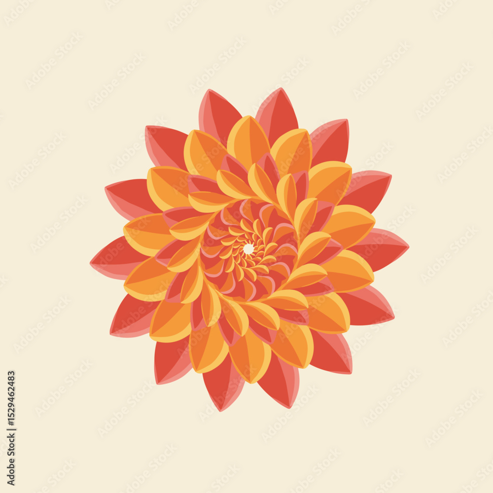Fototapeta premium Red spiral flower with soft rounded petals