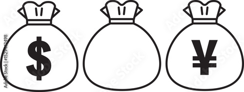 シンプルな円袋、ドル袋、お金の入った袋のアイコン