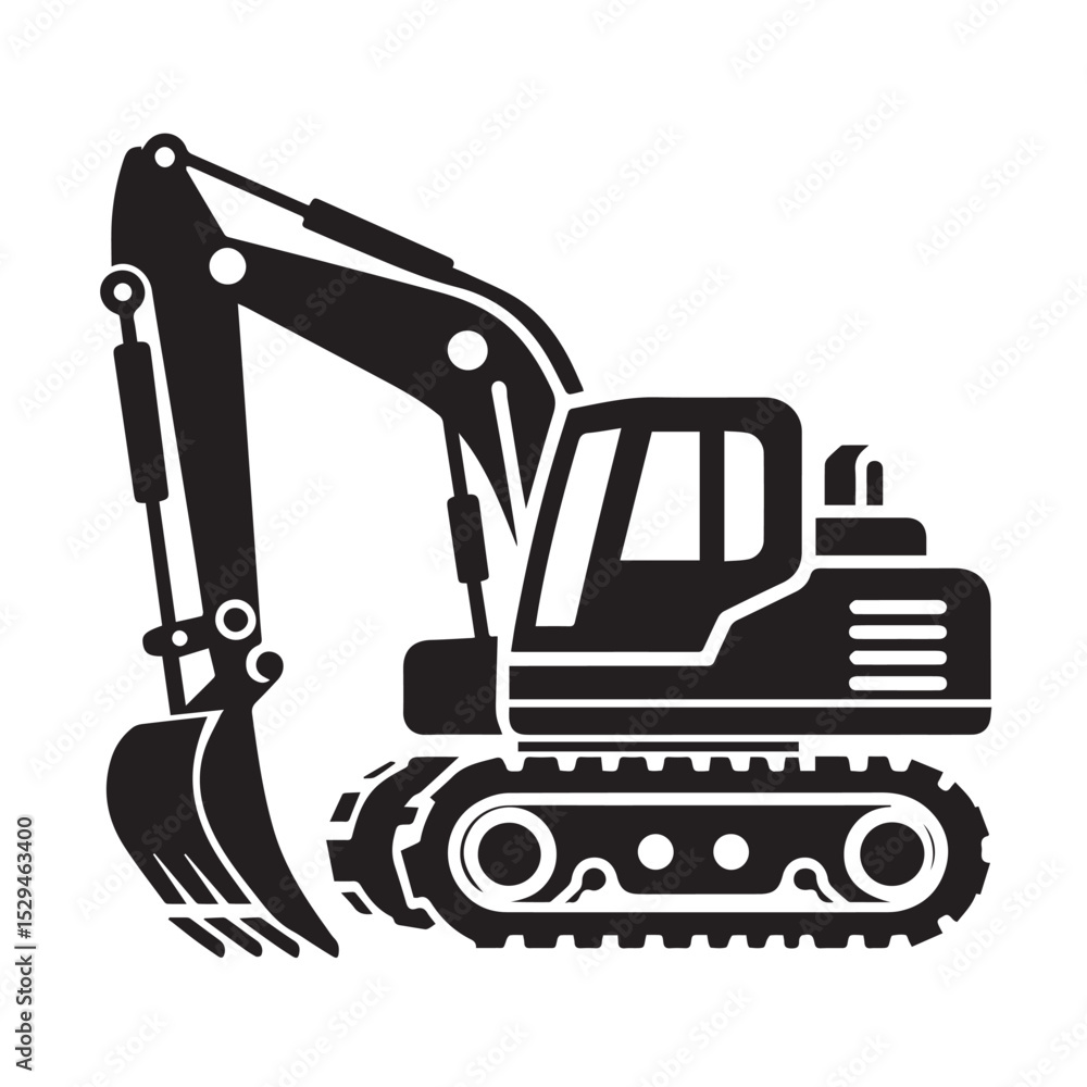 black and white Machinery Excavator Icon Vector Illustrations black and white Machinery Excavator Icon Vector Illustrations