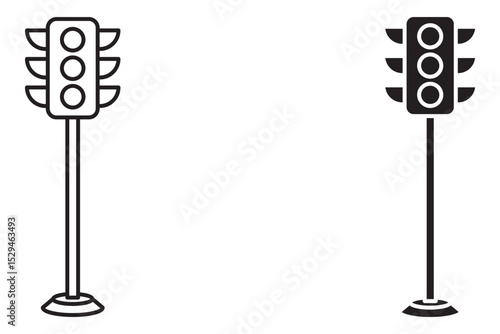 Traffic control light icon set. Illustration of a traffic light. Road Traffic Light. 