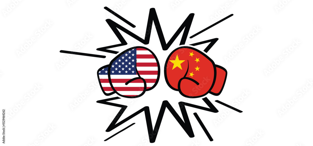 Obraz premium Trade tariffs. tax, import or export. America vs China. USA orChinese diplomacy diplomatic relation conflict. Economic tariffs trade. Rare earth element, REE or ETF, rare earth metals.