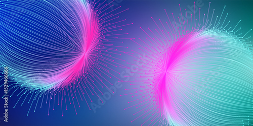 Quantum computer technology concept. Sphere explosion background. Deep learning artificial intelligence. Big data algorithms visualization.