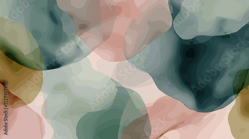 Soft flowing abstract shapes in muted pink and green tones  