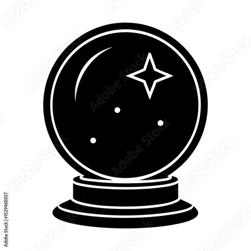 See future with a crystal ball vector art silhouette