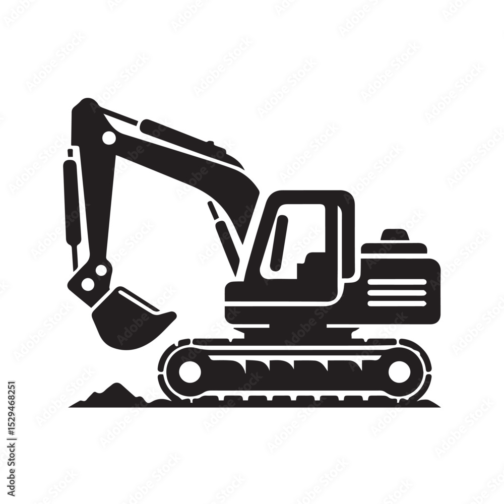 black and white Machinery Excavator Icon Vector Illustrations black and white Machinery Excavator Icon Vector Illustrations
