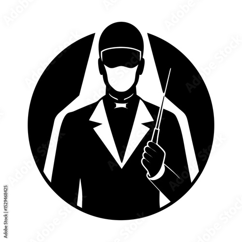 Surgeon doctor with scalpel vector graphic silhouette