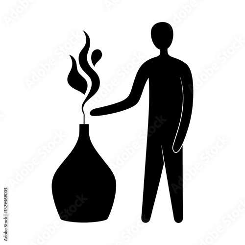 Aroma therapy with person and diffuser art silhouette