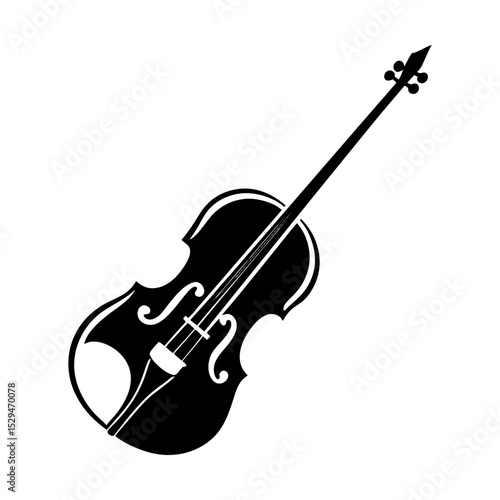 Elegant violin musical instrument graphic art silhouette