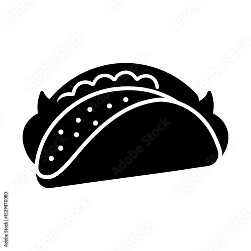 Delicious tasty taco mexican food vector art silhouette