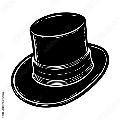 Vintage style top hat vector illustration silhouette