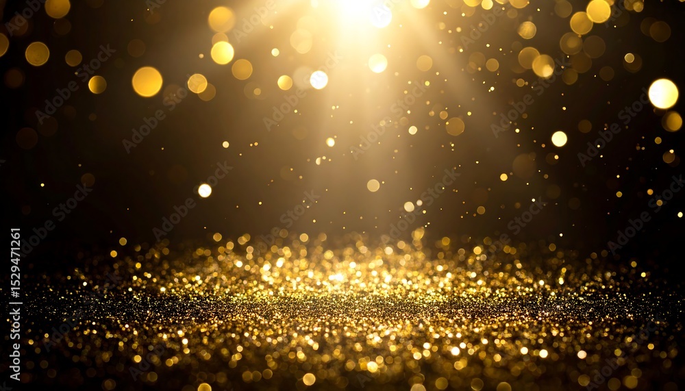 Naklejka premium Golden Glitter Spotlight Background.
