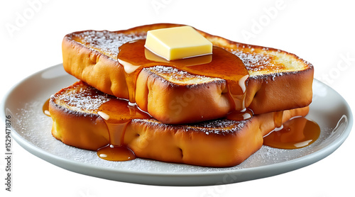 Delicious french toast with butter and syrup