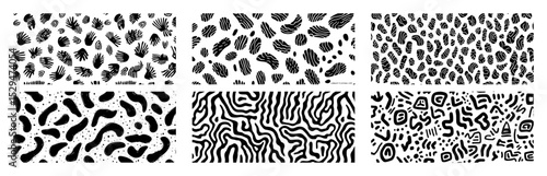 collection of abstract black seamless patterns
