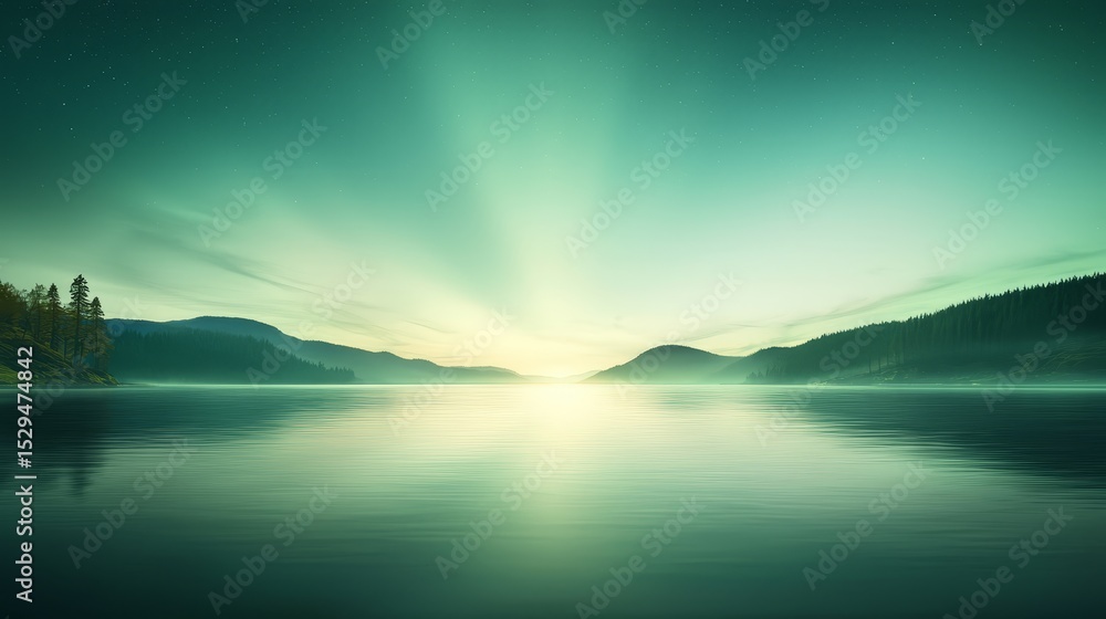 Fototapeta premium Majestic mountain lake landscape serene nature and scenic reflections for tranquil escape