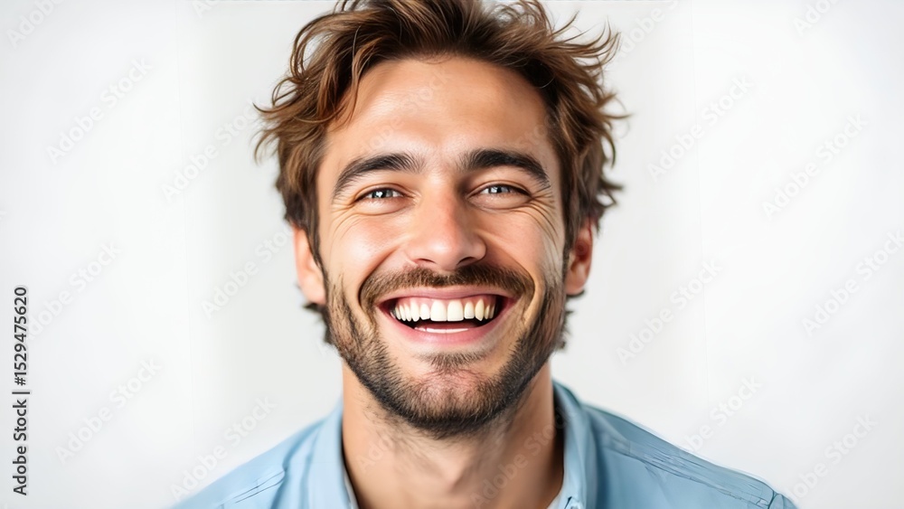 Close-up Portrait of a Cheerful Young Man with a Bright, Joyful Smile Close-up Portrait of a Cheerful Young Man with a Bright, Joyful Smile
