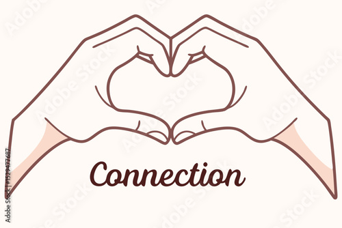 Best friends finger heart typography art design