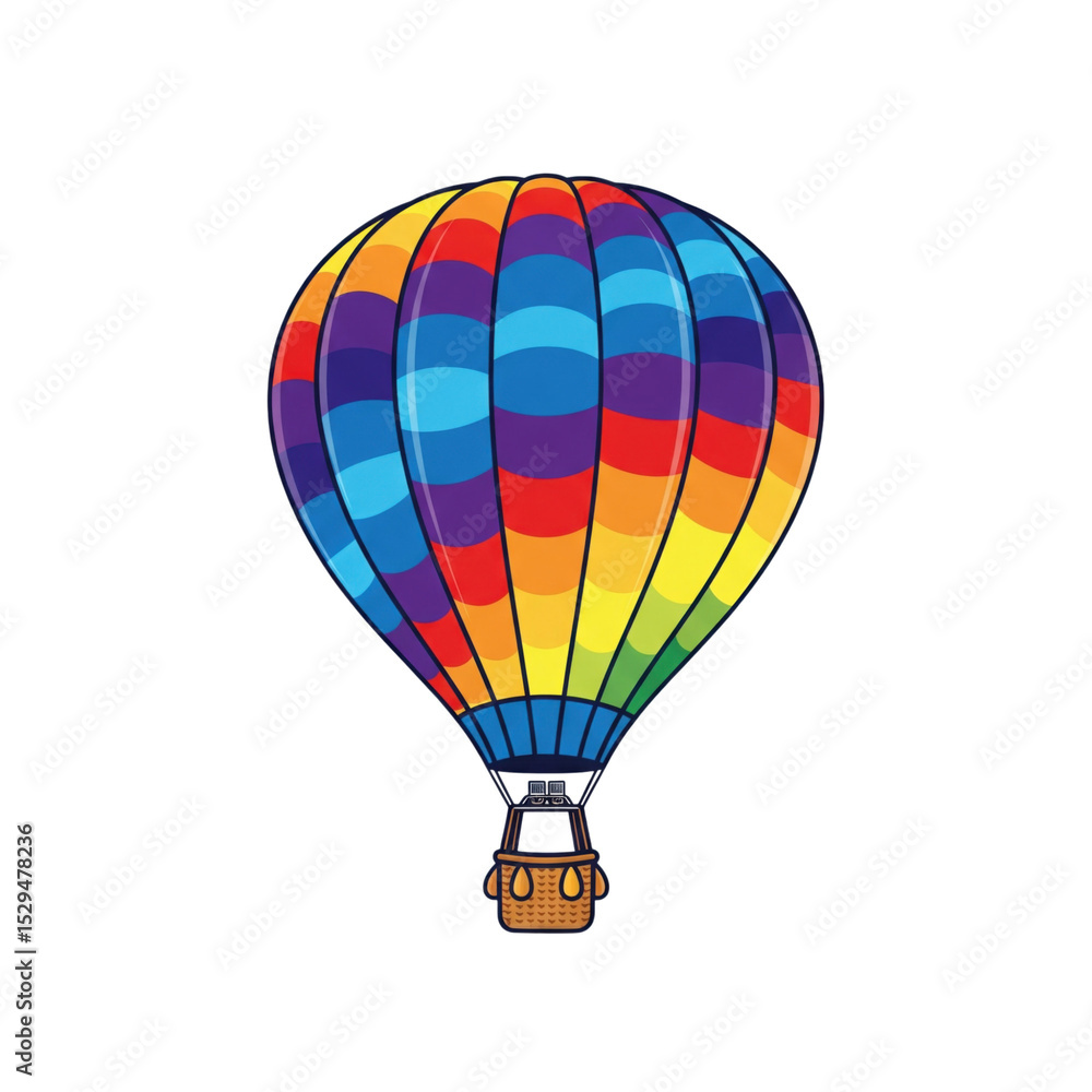 Naklejka premium Colorful stripes adorn a hot air balloon against a void space backdrop