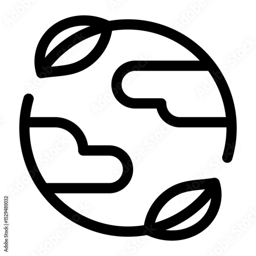 Icono de planeta envuelto en hojas. Protección ambiental, sostenibilidad global y armonía ecológica. Ilustración vectorial