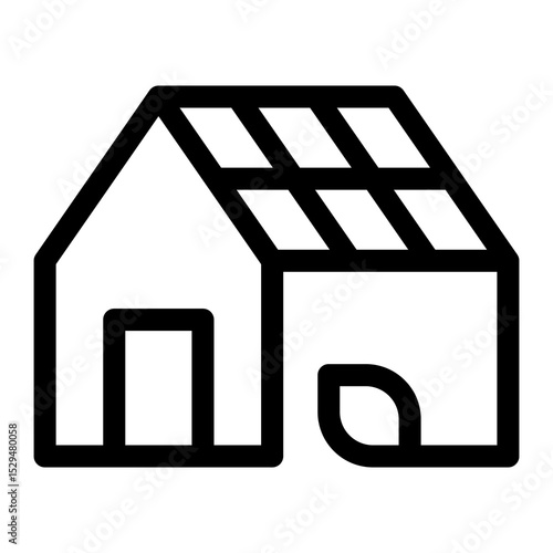 Icono de casa verde autosostenible. Vivienda ecológica con panel solar, conexión eléctrica limpia, energía renovable. Ilustración vectorial