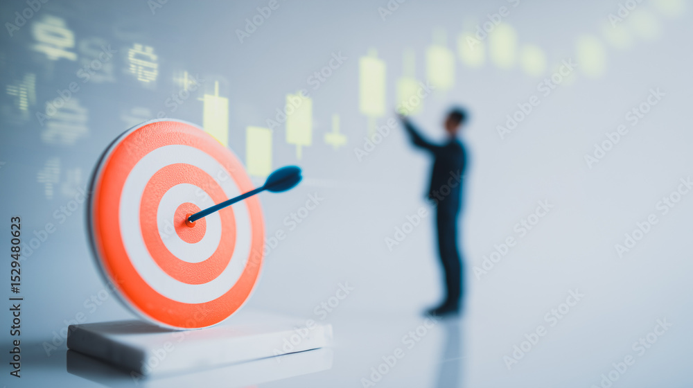 Target Hit: A businessman achieving goals, showcasing the pinnacle of business success through focused action and strategic planning. Target Hit: A businessman achieving goals, showcasing the pinnacle of business success through focused action and strategic planning.