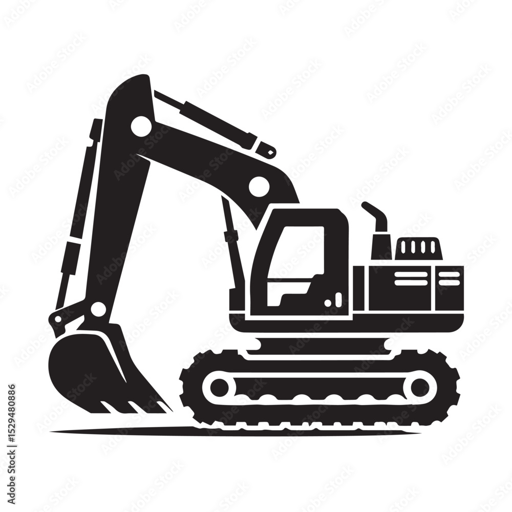black and white Machinery Excavator Icon Vector Illustrations black and white Machinery Excavator Icon Vector Illustrations