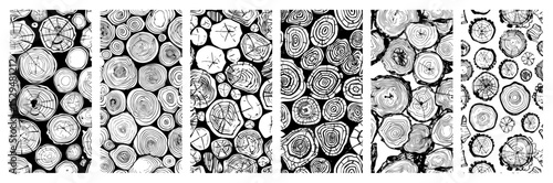 hand drawn tree rings wood slice texture