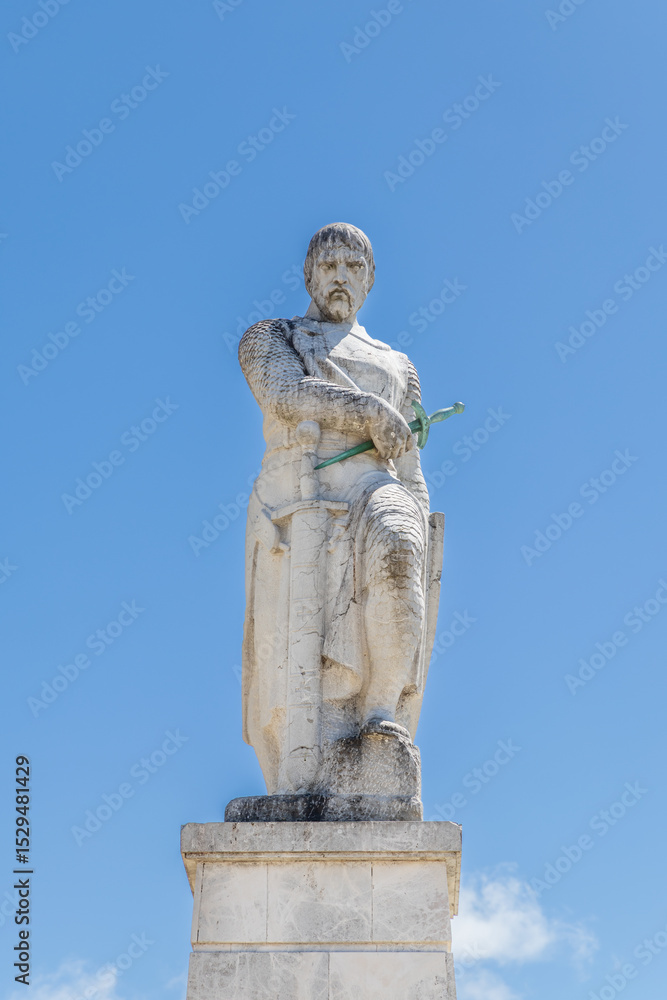 Fototapeta premium Cadiz, Spain - April 18, 2025: Streets of the historic center of Tarifa during the Holy Week festivities in Tarifa, Spain