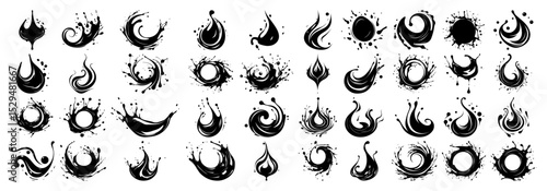 fire and energy swirl icon collection