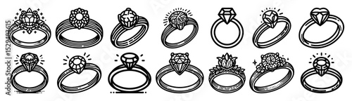 hand drawn diamond ring vector collection