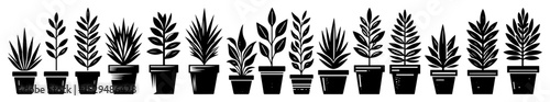 minimal potted plant icon vector set