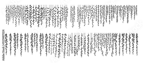 hanging foliage silhouette vector set