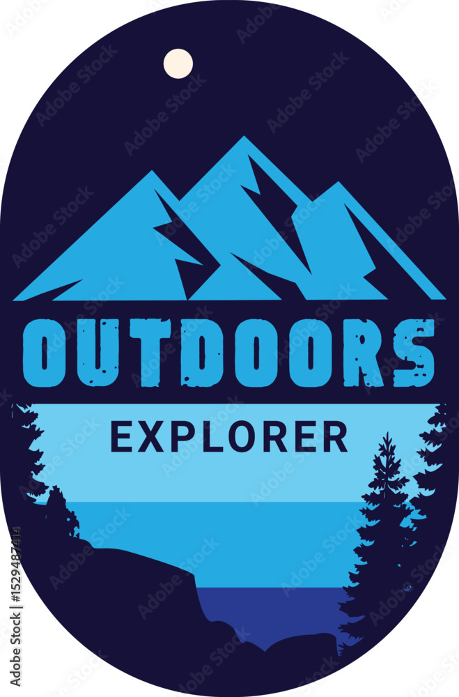 © ndreart - Badge mountain and forest in simple outdoor theme