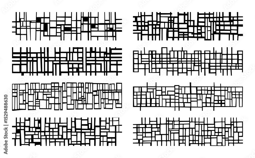 Fototapeta premium abstract grid pattern hand drawn vector set