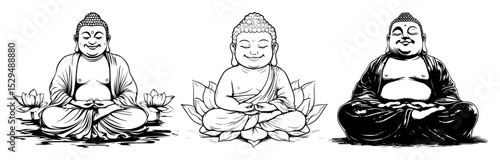 buddha meditating vector illustration collection