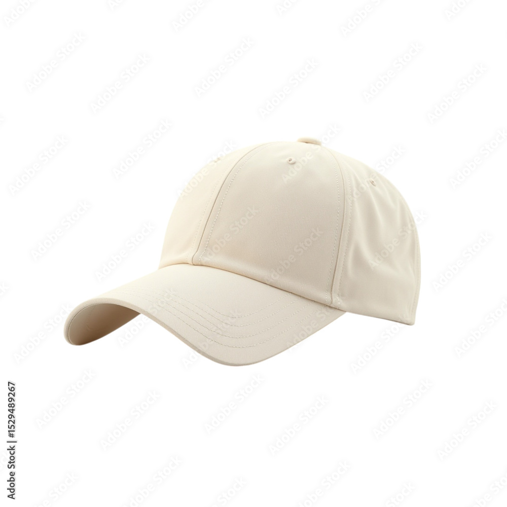 Fototapeta premium Simple light beige baseball cap mockup isolated transparent background alpha channel