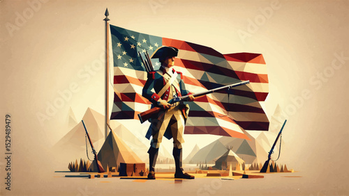 American Revolution Soldier, A historical figure dressed as a Revolutionary War