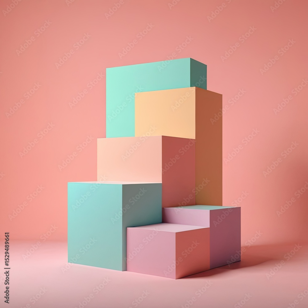 Obraz premium Colorful Pastel 3D Podium with Abstract Shapes and Soft Lighting. 10
