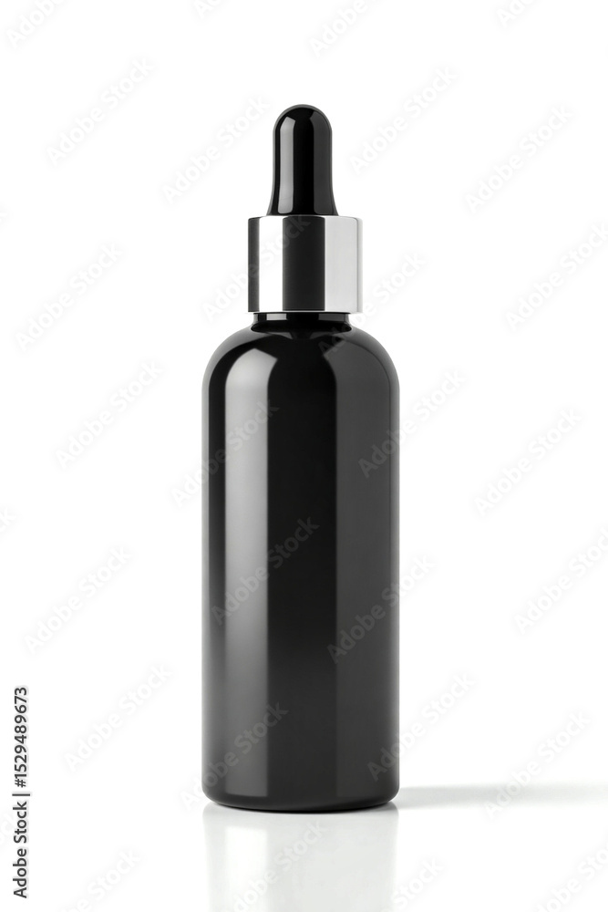 Sophisticated matte black glass dropper for high-end unisex grooming lines Sophisticated matte black glass dropper for high-end unisex grooming lines
