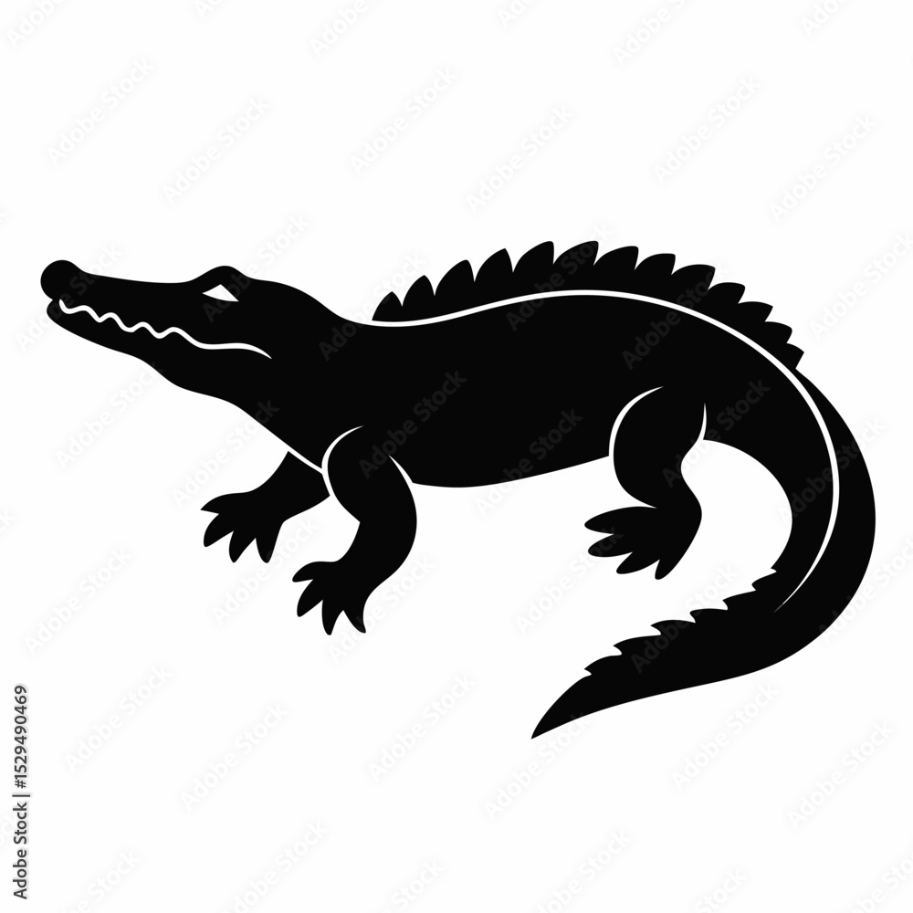 Fototapeta premium Komodo Dragon Silhouette Vector Illustration on a White Background for Graphic Design Projects and Creative Applications