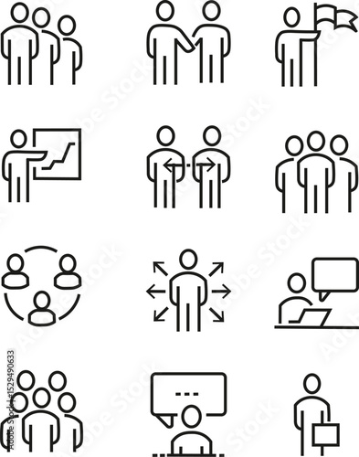 Line Business People Icon set, vector art