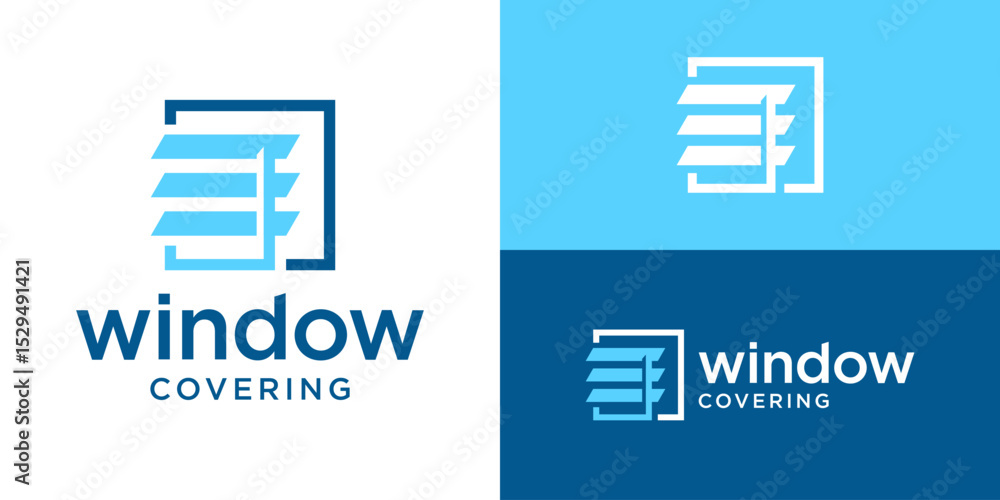 Creative simple window covering logo template. Blind window covering logo design vector illustration. Creative simple window covering logo template. Blind window covering logo design vector illustration.