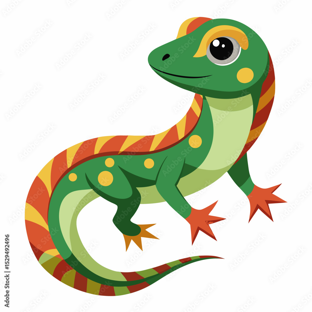 Obraz premium Illustration of a Green Lizard on a White Background Created in Vector Format with CMYK Colors