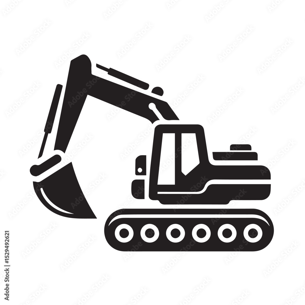 black and white Machinery Excavator Icon Vector Illustrations black and white Machinery Excavator Icon Vector Illustrations
