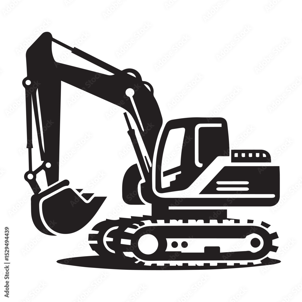 black and white Machinery Excavator Icon Vector Illustrations black and white Machinery Excavator Icon Vector Illustrations