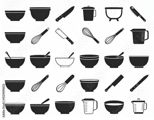 Pixel Art Kitchen Utensils And Bowls