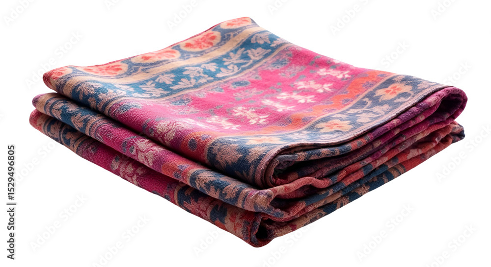 Folded Pink and Blue Patterned Textile Folded Pink and Blue Patterned Textile