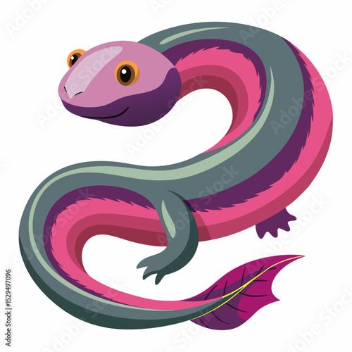 Vector illustration of a caecilian on a white background suitable for scientific or educational use