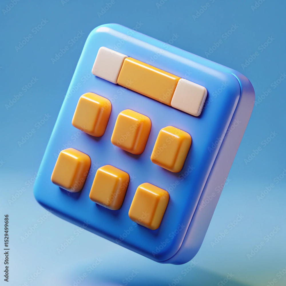 Blue and Orange Cartoon Calculator Icon 3 D Render Blue and Orange Cartoon Calculator Icon 3 D Render